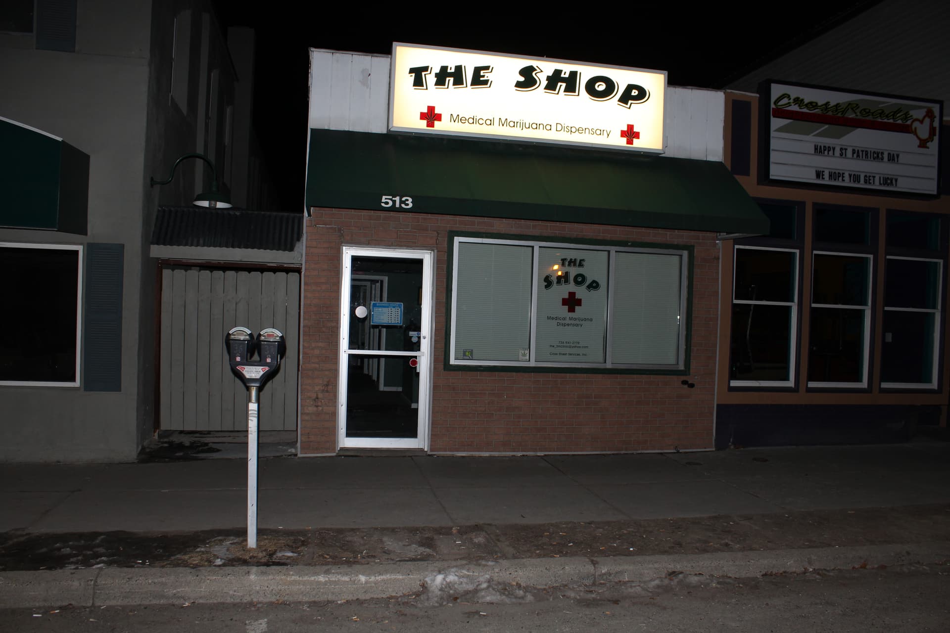 The Shop medical marijuana dispensary storefront in Ypsilanti, Michigan